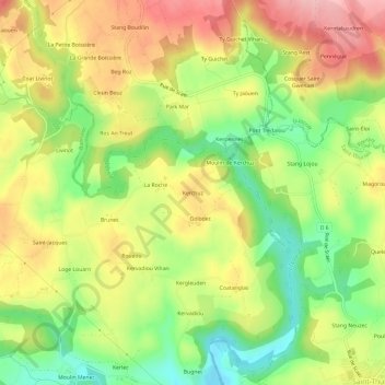 Carte topographique Kerchuz, altitude, relief