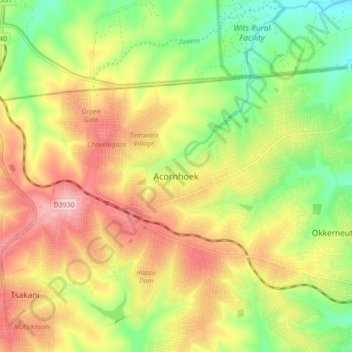Carte topographique Acornhoek, altitude, relief