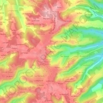 Carte topographique L'Albétie, altitude, relief