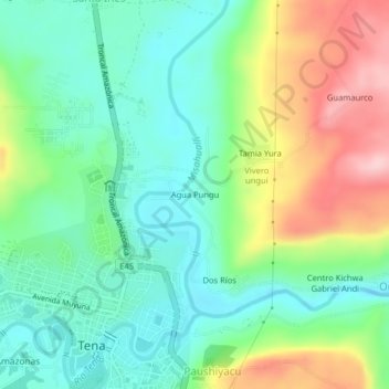 Carte topographique Agua Pungu, altitude, relief