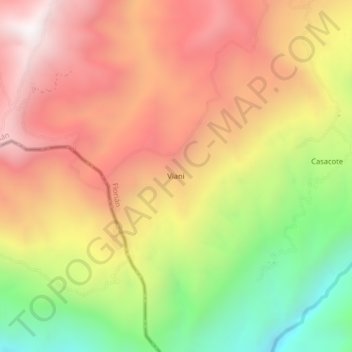 Carte topographique Viani, altitude, relief