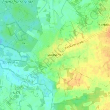 Carte topographique Sandhatten, altitude, relief