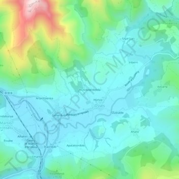Carte topographique Mutxikoenborda, altitude, relief