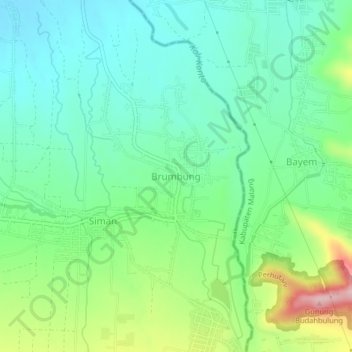 Carte topographique Brumbung, altitude, relief