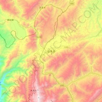Carte topographique Huize, altitude, relief