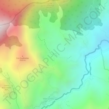Carte topographique El Carmen, altitude, relief