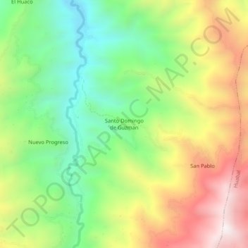 Carte topographique Santo Domingo de Guzman, altitude, relief
