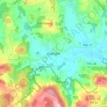 Carte topographique Gsenget, altitude, relief