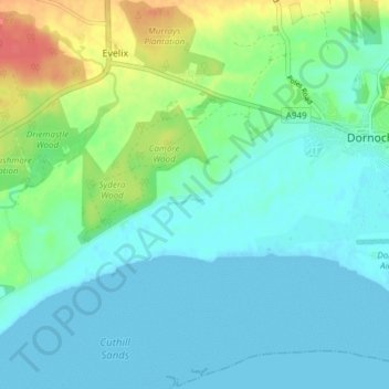 Carte topographique Davochfin, altitude, relief