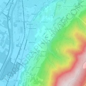 Carte topographique Challeys, altitude, relief