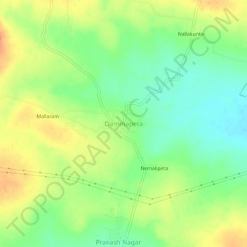 Carte topographique Dammapeta, altitude, relief