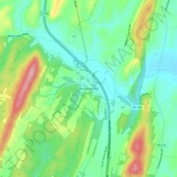 Carte topographique Warfordsburg, altitude, relief