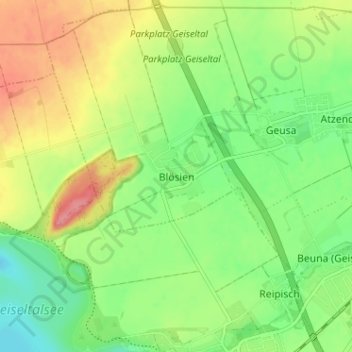 Carte topographique Blösien, altitude, relief