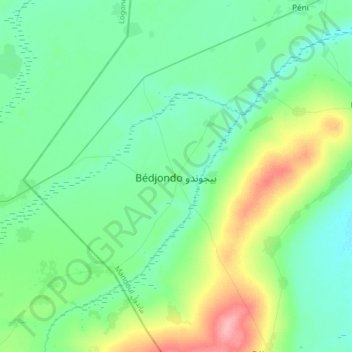Carte topographique Bédjondo, altitude, relief