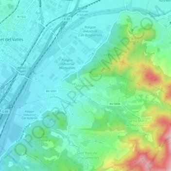 Carte topographique Martorelles, altitude, relief