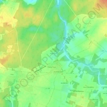 Carte topographique Champot, altitude, relief