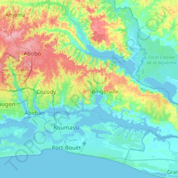 Carte topographique Cité mugefci, altitude, relief