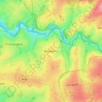 Carte topographique Wévercé, altitude, relief