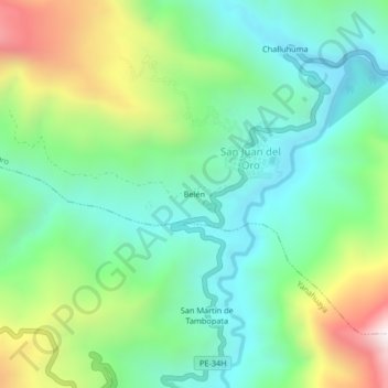 Carte topographique Belén, altitude, relief