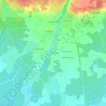 Carte topographique La Grande Roue, altitude, relief