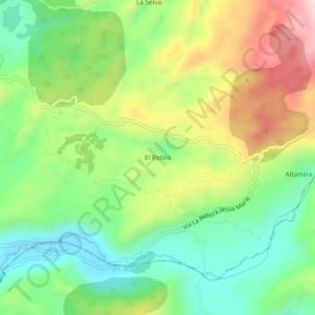 Carte topographique El Retiro, altitude, relief