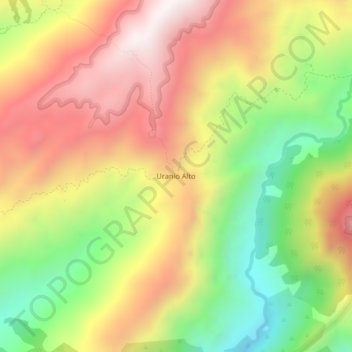 Carte topographique Uranio Alto, altitude, relief