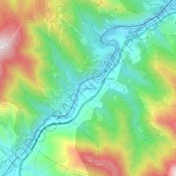 Carte topographique La Quadra, altitude, relief