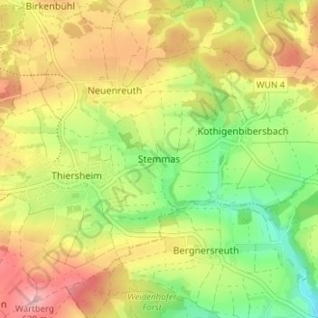 Carte topographique Stemmas, altitude, relief