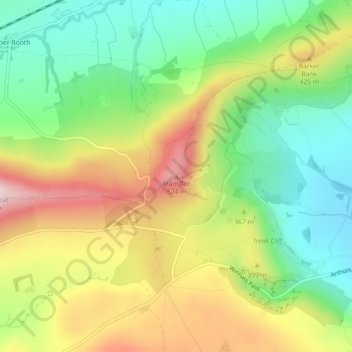 Carte topographique Mam Tor, altitude, relief