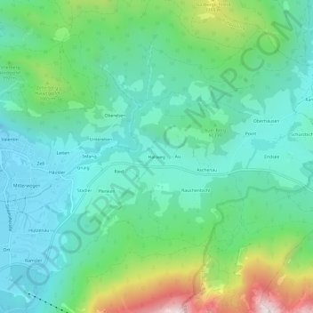 Carte topographique Hallweg, altitude, relief