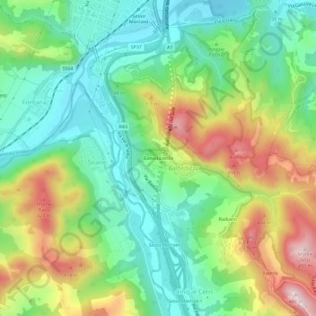 Carte topographique Battedizzetto, altitude, relief