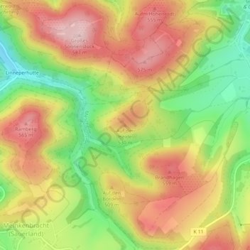 Carte topographique Auf der Heide, altitude, relief