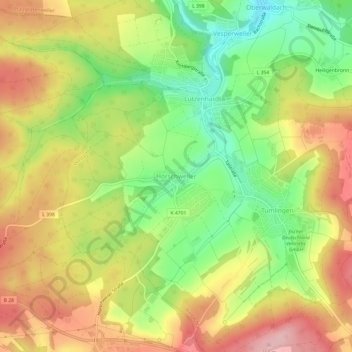 Carte topographique Hörschweiler, altitude, relief