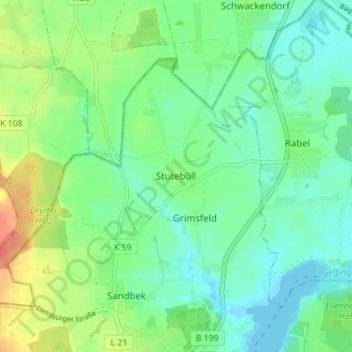 Carte topographique Stutebüll, altitude, relief