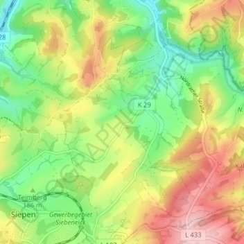 Carte topographique Windrath, altitude, relief