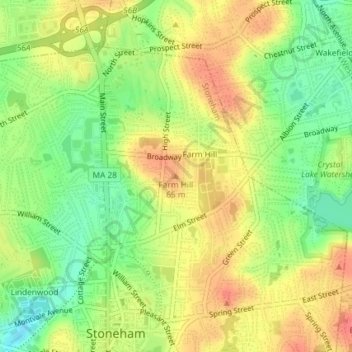Carte topographique Farm Hill, altitude, relief