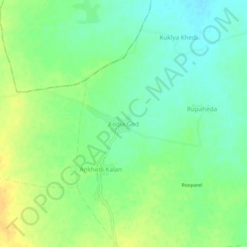Carte topographique Kodia God, altitude, relief