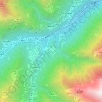 Carte topographique Anzino, altitude, relief
