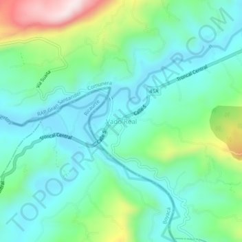 Carte topographique Vado Real, altitude, relief