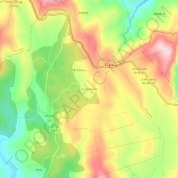 Carte topographique As Ventelas, altitude, relief