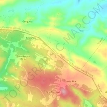 Carte topographique Cariri, altitude, relief