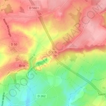 Carte topographique Le Mont à la Quesne, altitude, relief
