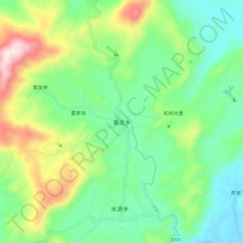 Carte topographique 黄龙乡, altitude, relief