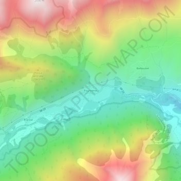 Carte topographique Pourrieres, altitude, relief