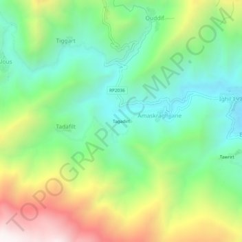 Carte topographique Tagadirt, altitude, relief