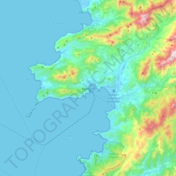 Carte topographique Ajaccio, altitude, relief