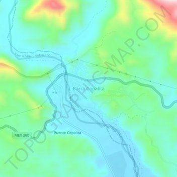 Carte topographique Barra Copalita, altitude, relief