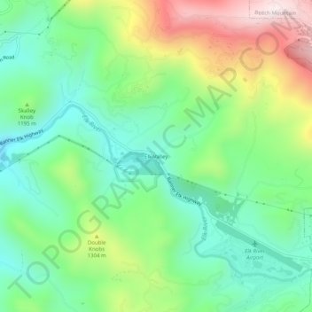 Carte topographique Elk Valley, altitude, relief