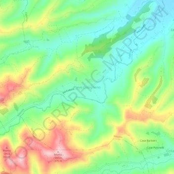 Carte topographique Pieve Cusignano, altitude, relief