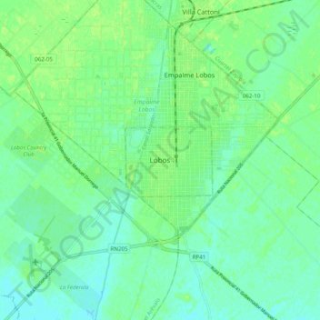 Carte topographique Lobos, altitude, relief